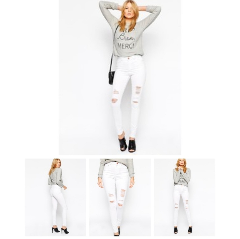 ASOS Skinny Jeans in White with Shredded Rips. 